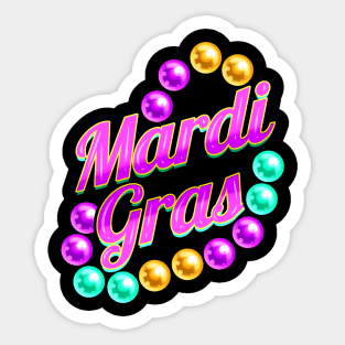 Purple Lettering With Beads For Mardi Gras Sticker